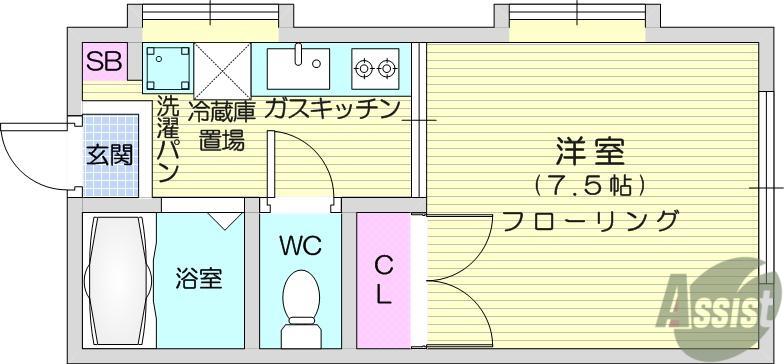仙台市地下鉄南北線 富沢駅 徒歩17分 2階建 築39年(1K/1階)の間取り写真