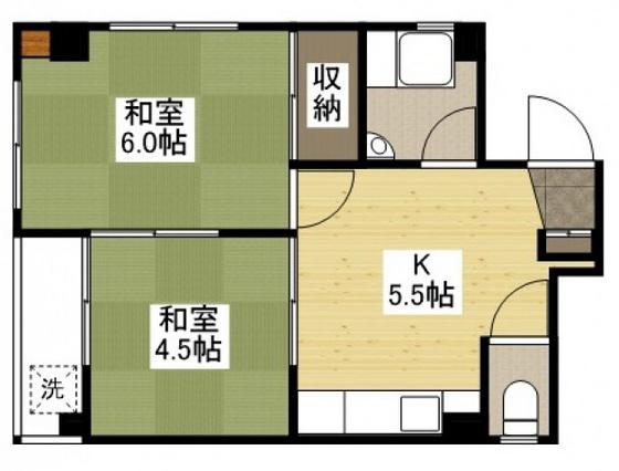 窪田ビル(2DK/2階)の間取り写真