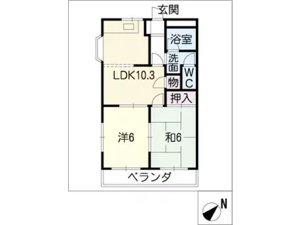 エスポワール(2LDK/2階)の間取り写真