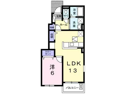 サンリバー(1LDK/1階)の間取り写真