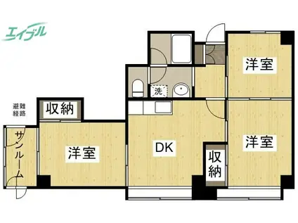 ラフィネヴィラ豊成(3DK/3階)の間取り写真