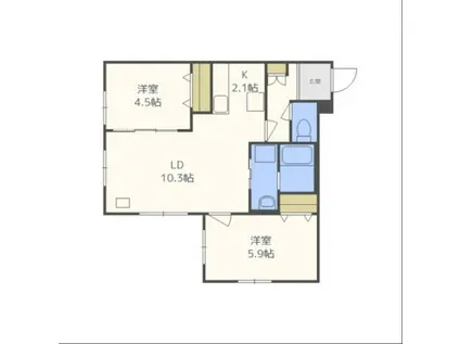 ラグジースペース(2LDK/3階)の間取り写真