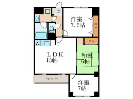 インペリアルAKASHIYA(3LDK/2階)の間取り写真