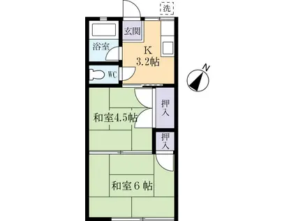 シティハイム熊田B(2K/2階)の間取り写真