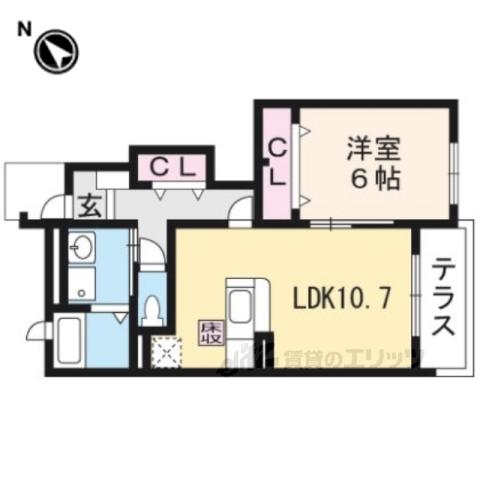 近江鉄道本線 八日市駅 徒歩37分 2階建 築16年(1LDK/1階)の間取り写真