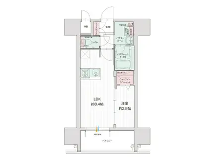 グランフォーレ久留米駅プレミア(1LDK/9階)の間取り写真