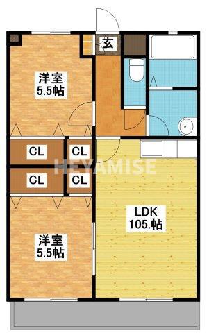 アーブルセゾン(2LDK/2階)の間取り写真
