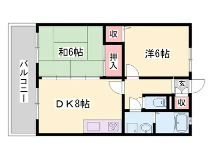 吉川ハイツII(2DK/2階)の間取り写真