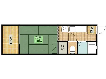 晴峰ハイツ(1K/1階)の間取り写真