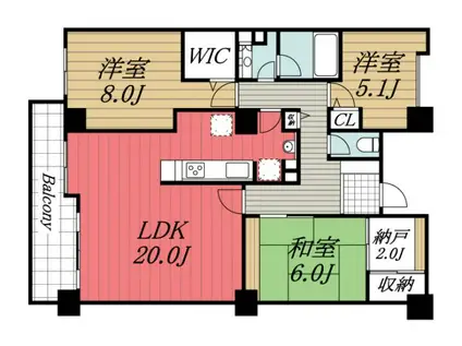 スカイプラザユーカリが丘・イーストタワー(3SLDK/15階)の間取り写真