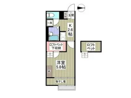 JR中央線 西八王子駅 徒歩35分 2階建 築17年(1K/2階)の間取り写真