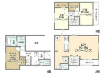 KOLET東中野(2SLDK/1階)の間取り写真