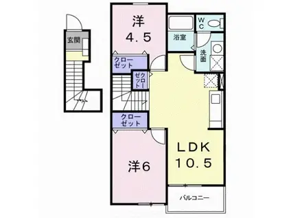 サンヒルズ長野 II(2LDK/2階)の間取り写真