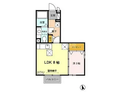 フォンテーヌ1(1LDK/1階)の間取り写真