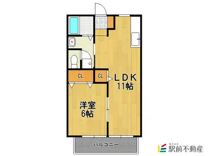 メゾン大石C(1LDK/2階)の間取り写真