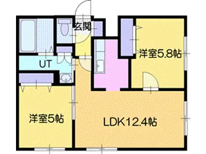 CALM千歳(2LDK/5階)の間取り写真