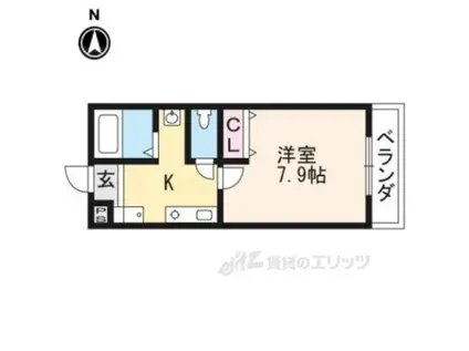 LARGO讃州寺(1K/2階)の間取り写真