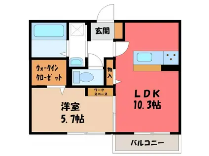ピアニー(1LDK/1階)の間取り写真