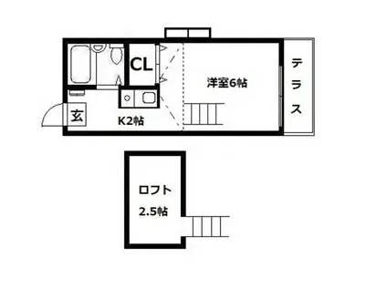ファミールハピネス原(1K/1階)の間取り写真