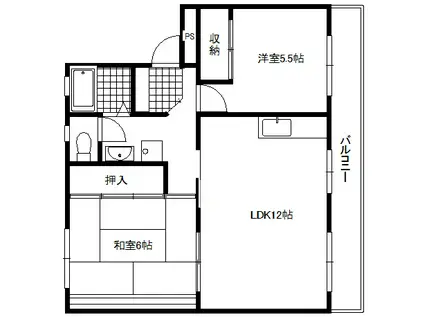 グランドール坂田(2LDK/3階)の間取り写真