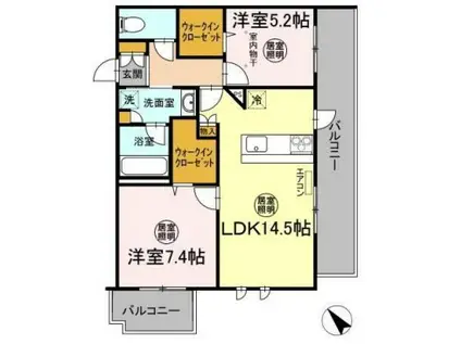 インフィニット カンワ(2LDK/4階)の間取り写真