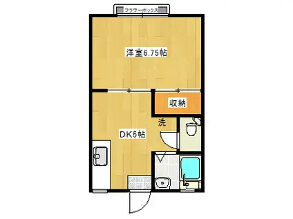 シャトルMアネックス(1DK/2階)の間取り写真