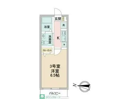 リガーレ(1K/2階)の間取り写真