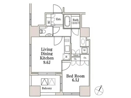 ラサンテ一番町(1LDK/1階)の間取り写真