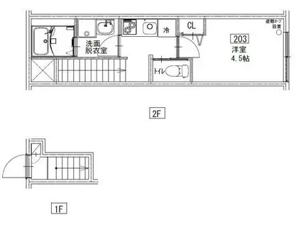 ソルナクレイシア西荻窪II(1K/2階)の間取り写真