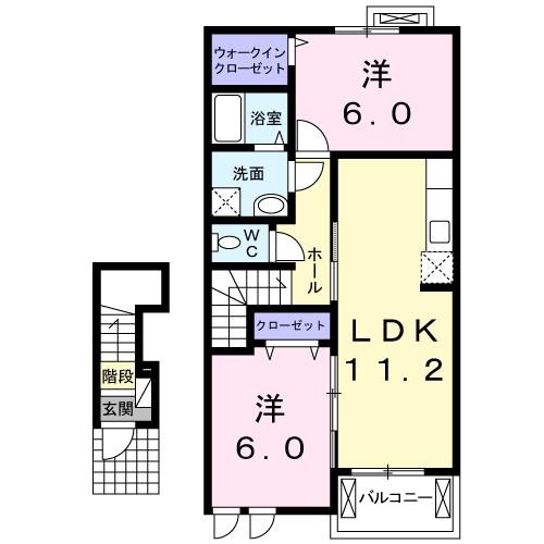 ル ラフィーネ(2LDK/2階)の間取り写真