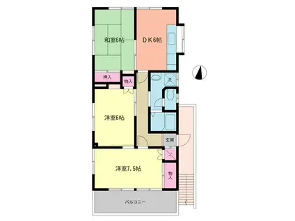 第2コーポ欅(3DK/2階)の間取り写真