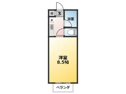 ジュネス牧2(1K/1階)の間取り写真