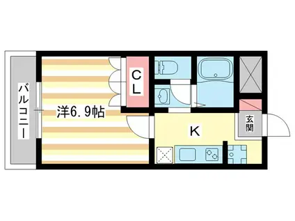 レジェンドール西の京(1K/2階)の間取り写真