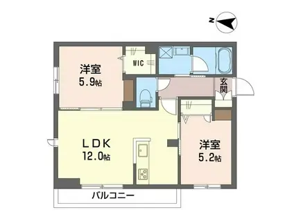 プレミアス(2LDK/2階)の間取り写真