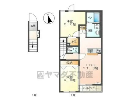 ゴリアテ(2LDK/2階)の間取り写真