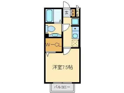ST木曽(1K/2階)の間取り写真