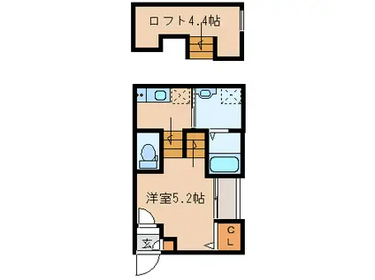 オプティマルコーポ(ワンルーム/2階)の間取り写真