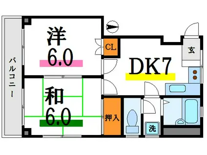 マインドハイム(2DK/3階)の間取り写真
