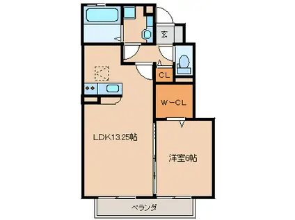 ディアコート合川(1LDK/1階)の間取り写真