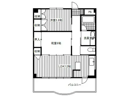 リバーサイドみずぐるま(2LDK/5階)の間取り写真