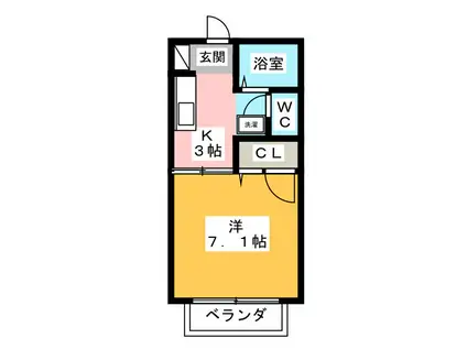 リヴェール英美(1K/2階)の間取り写真