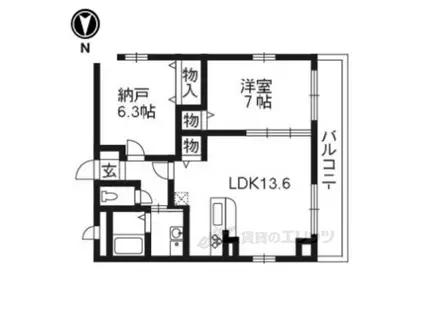 トゥー・ル・モンド京都五条(1LDK/4階)の間取り写真