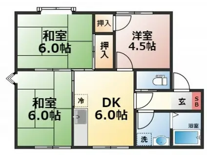 グリーンハウスI(3DK/1階)の間取り写真