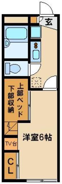 レオパレススカイクレイン(1K/1階)の間取り写真