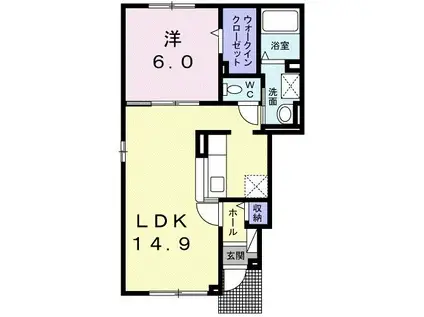 レラメールIII(1LDK/1階)の間取り写真
