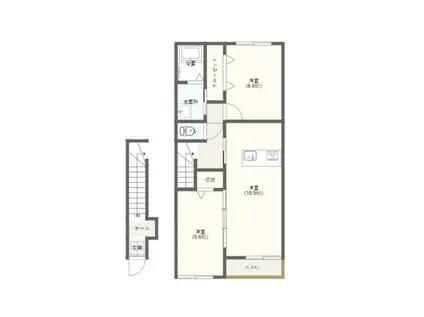 ブレス古坦B(2LDK/2階)の間取り写真