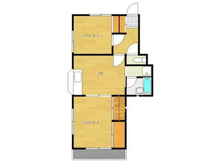 ラフォーレII(2DK/2階)の間取り写真