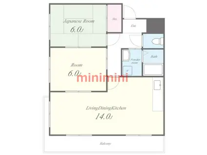 サンシティ千里丘(2LDK/1階)の間取り写真