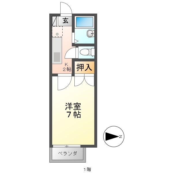 LIBERTY KUNIE II(1K/1階)の間取り写真