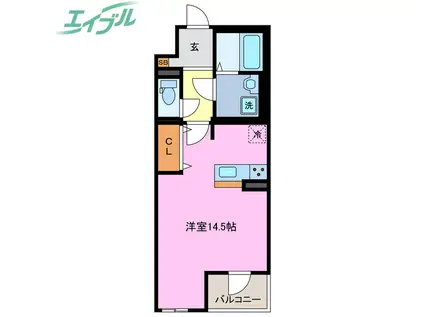 リベル元町(ワンルーム/4階)の間取り写真